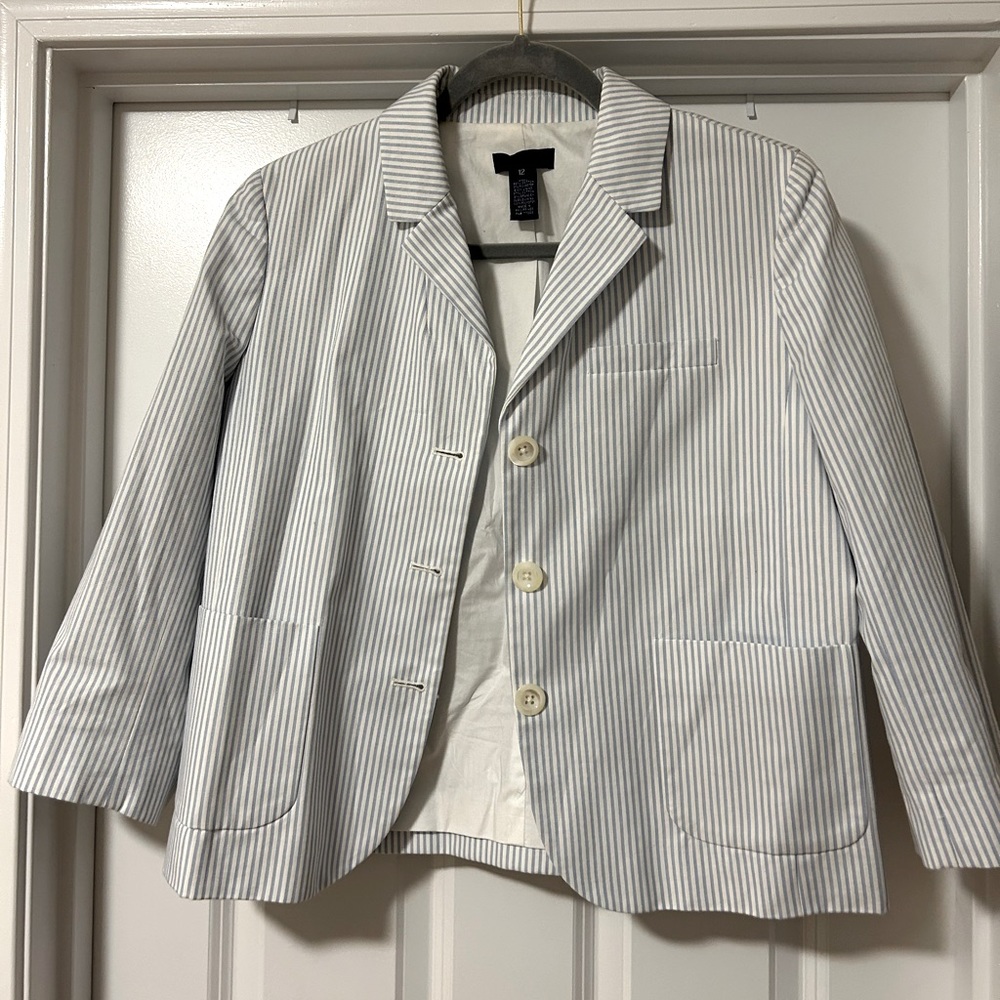 White and blue striped jacket